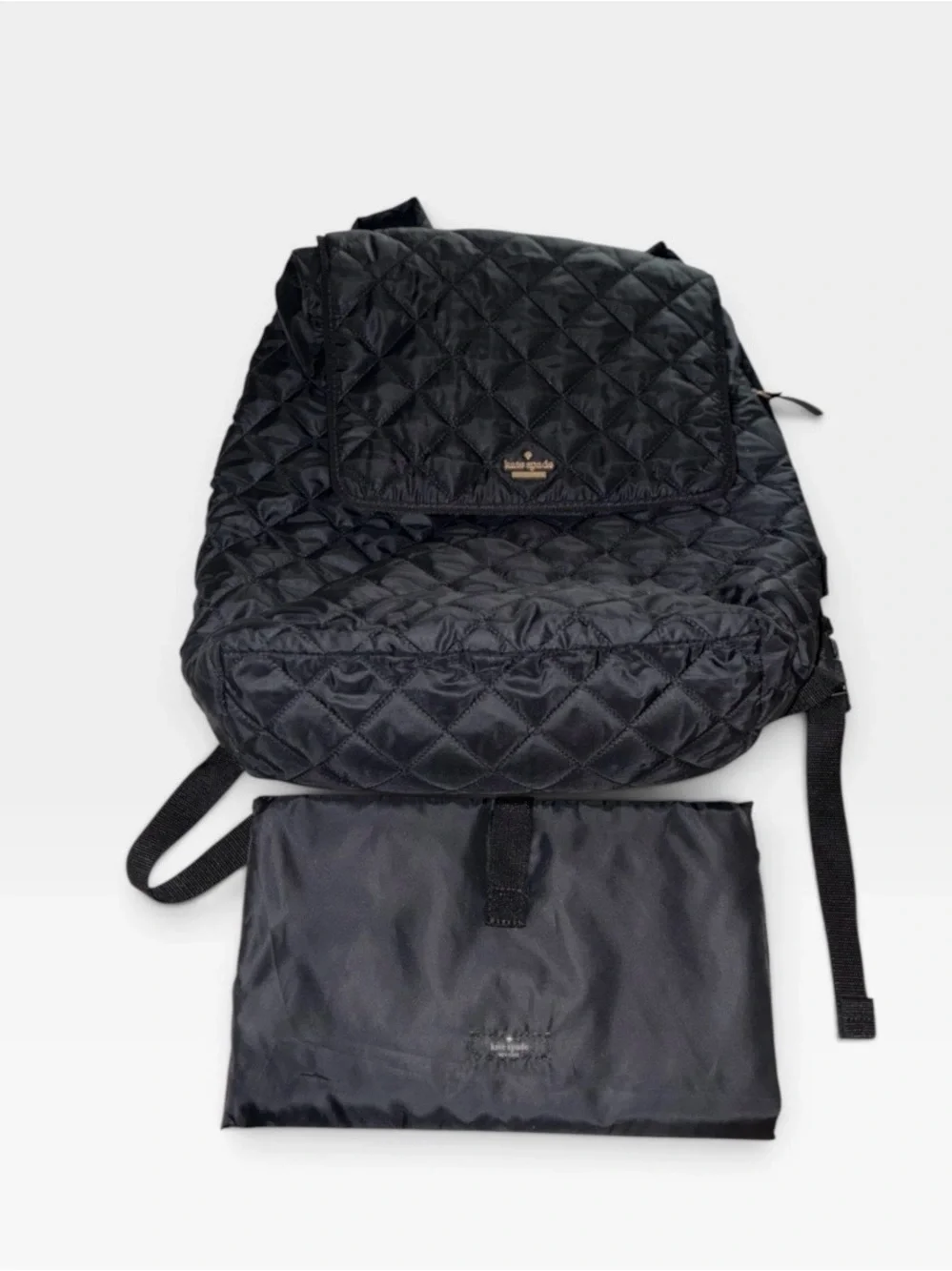 Like New Kate Spade Quilted Black Nylon Flap Backpack/Diaper Bag